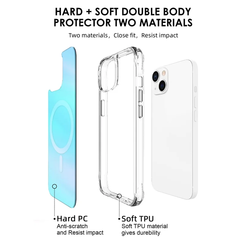 Bulk Purchasing For iPhone 13 Case Compatible with MagSafe Electroplated TPU + PC Phone Cover - Blue