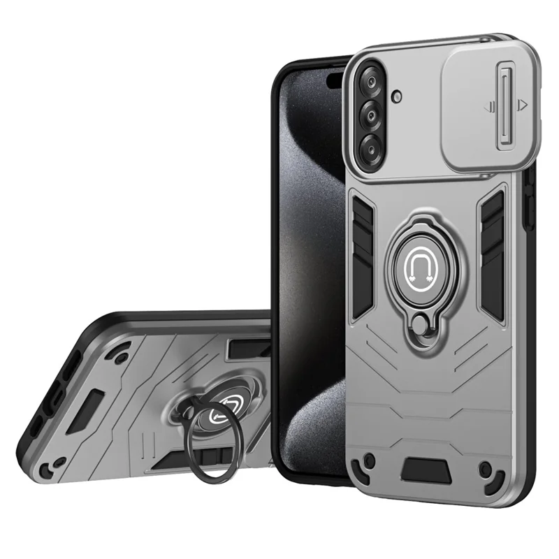 Capa para Samsung Galaxy A17 4G / 5G Slide Camshield Kickstand PC + TPU - Cinza