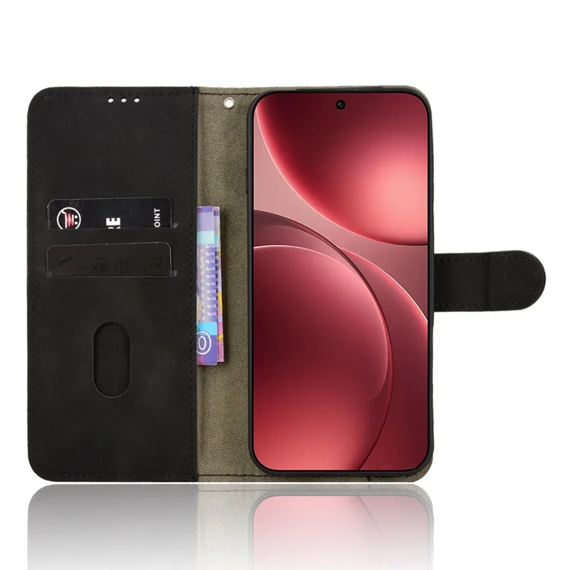 Per Oppo Find X9 Pro 5G Custodia in Pelle Sensazione Antiscivolo Portafoglio Flip Cover per Telefono - Nero