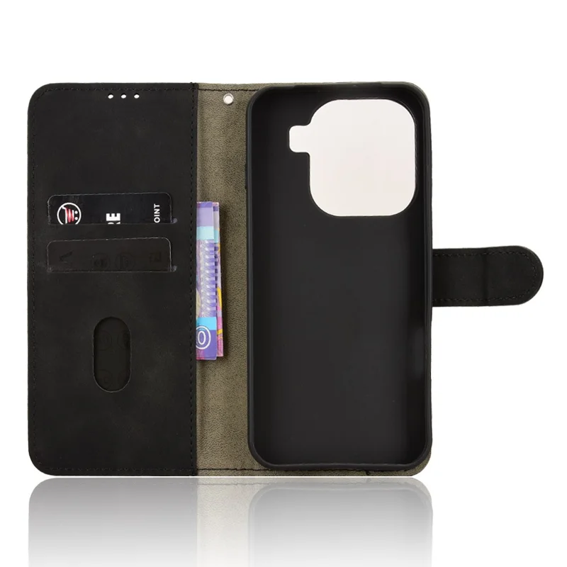 Per Oppo Find X9 Pro 5G Custodia in Pelle Sensazione Antiscivolo Portafoglio Flip Cover per Telefono - Nero