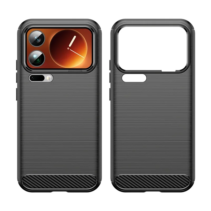 For Xiaomi 17 Pro Max Case Protective Phone Cover Carbon Fiber Texture Brushed - Black