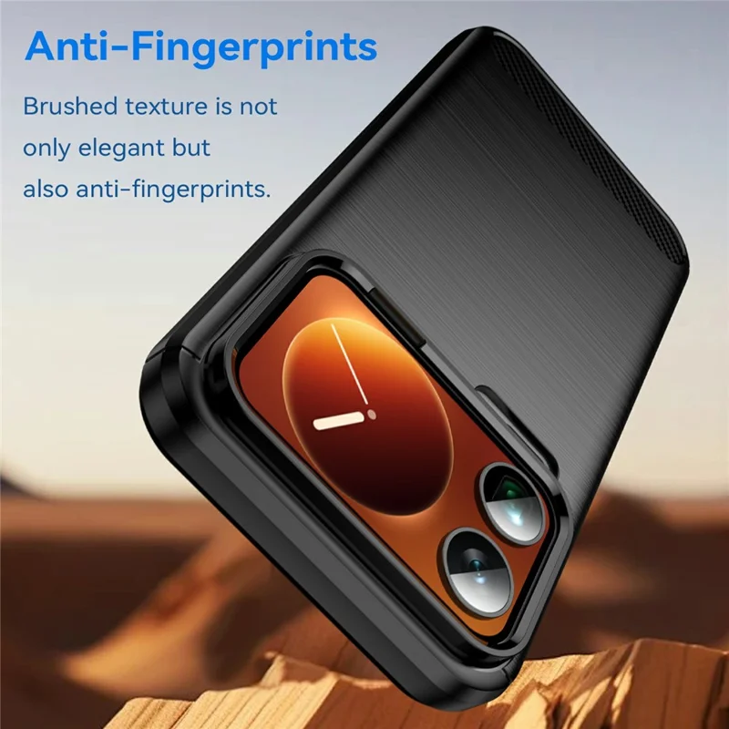 For Xiaomi 17 Pro Max Case Protective Phone Cover Carbon Fiber Texture Brushed - Black