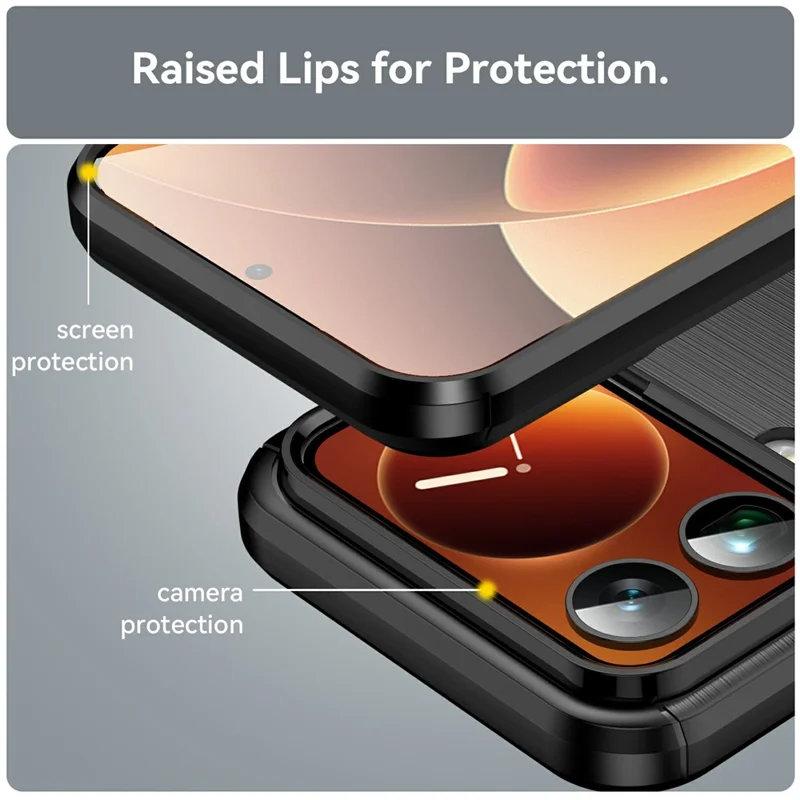 For Xiaomi 17 Pro Max Case Protective Phone Cover Carbon Fiber Texture Brushed - Black