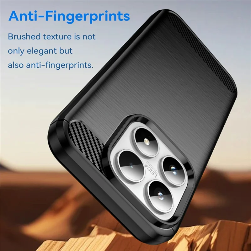 For Xiaomi 17 Case Protective Phone Cover Carbon Fiber Texture Brushed - Black