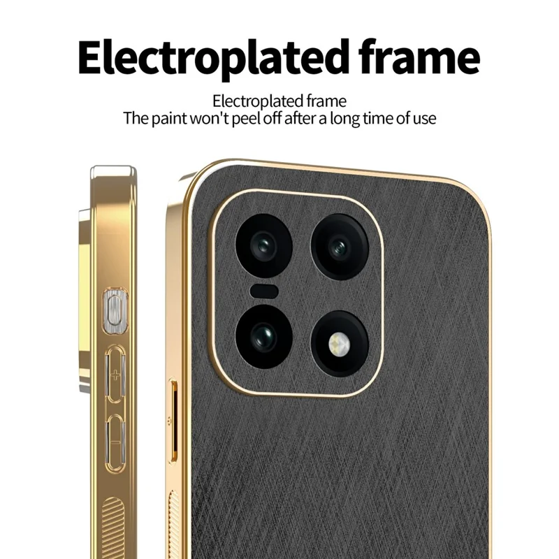 KADEM Funda para OnePlus 15 5G Textura de seda chapada Cubierta trasera del teléfono PU + TPU - Negro