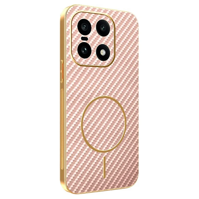 For OnePlus 15 5G Phone Case Carbon Fiber Textured Electroplated TPU Back Cover - Pink