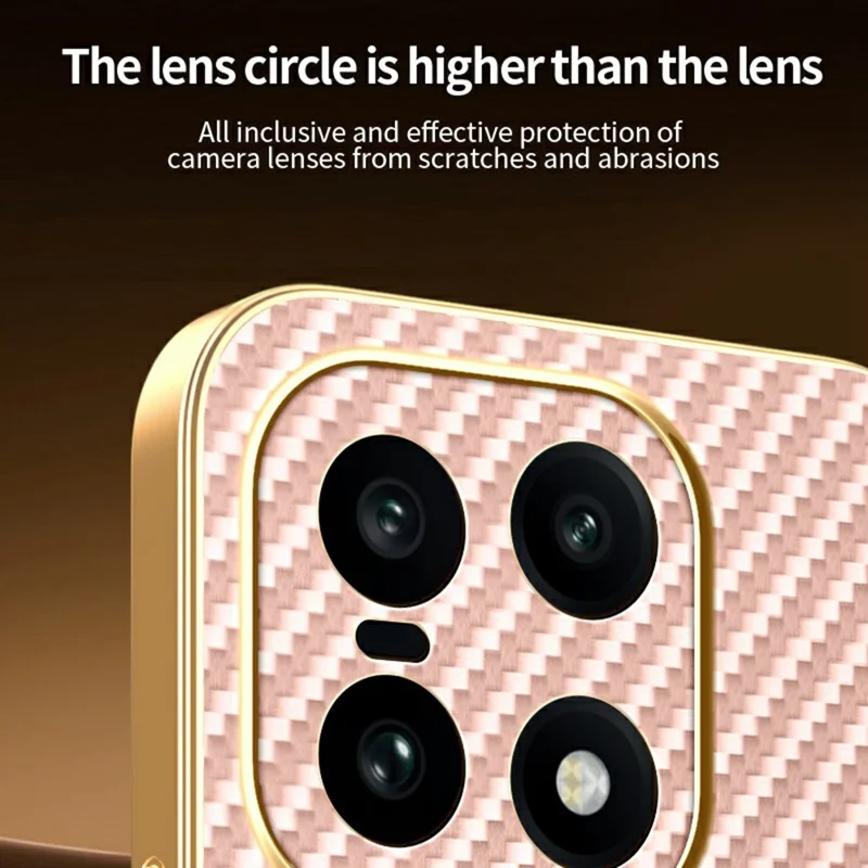 For OnePlus 15 5G Phone Case Carbon Fiber Textured Electroplated TPU Back Cover - Pink