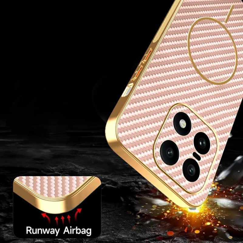 For OnePlus 15 5G Phone Case Carbon Fiber Textured Electroplated TPU Back Cover - Pink