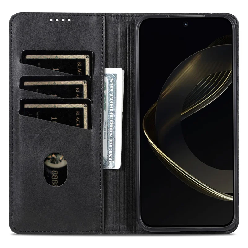 AZNS Funda para Oppo Find X9 Pro 5G Textura de Cuero de Vaca Cubierta de Cartera de Cuero PU - Negro