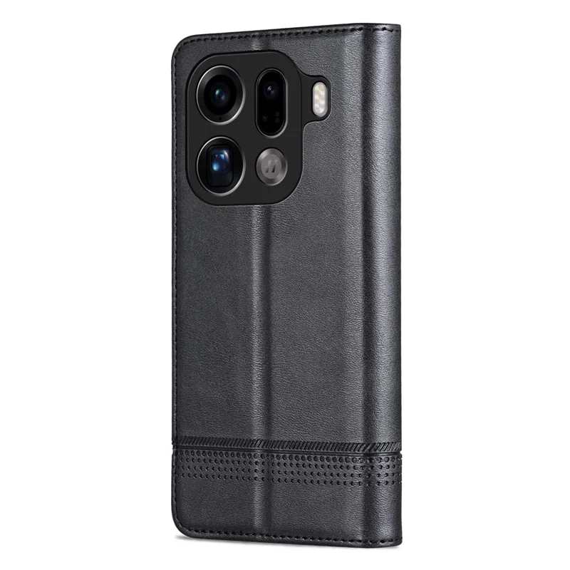 AZNS Funda para Oppo Find X9 Pro 5G Textura de Cuero de Vaca Cubierta de Cartera de Cuero PU - Negro
