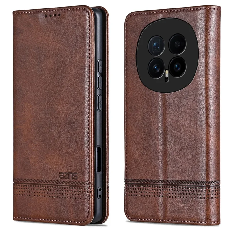 AZNS For Honor Magic8 5G Funda de Cartera de Cuero de Vaca con Textura PU - Café