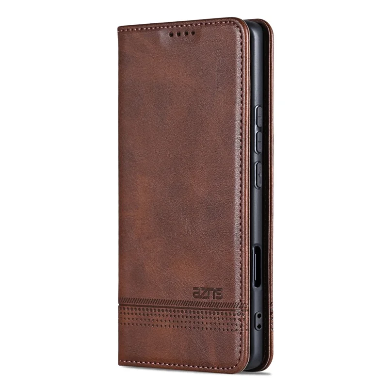 AZNS For Honor Magic8 5G Funda de Cartera de Cuero de Vaca con Textura PU - Café