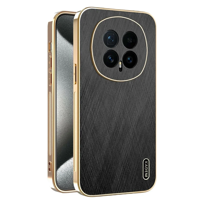KADEM For Honor Magic8 5G Case Electroplating Silk Texture PU + TPU Phone Back Cover - Black