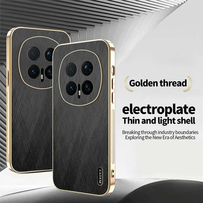 KADEM til Honor Magic8 Pro 5G hylster med elektropladering og silketekstur i PU + TPU bagside - Sort