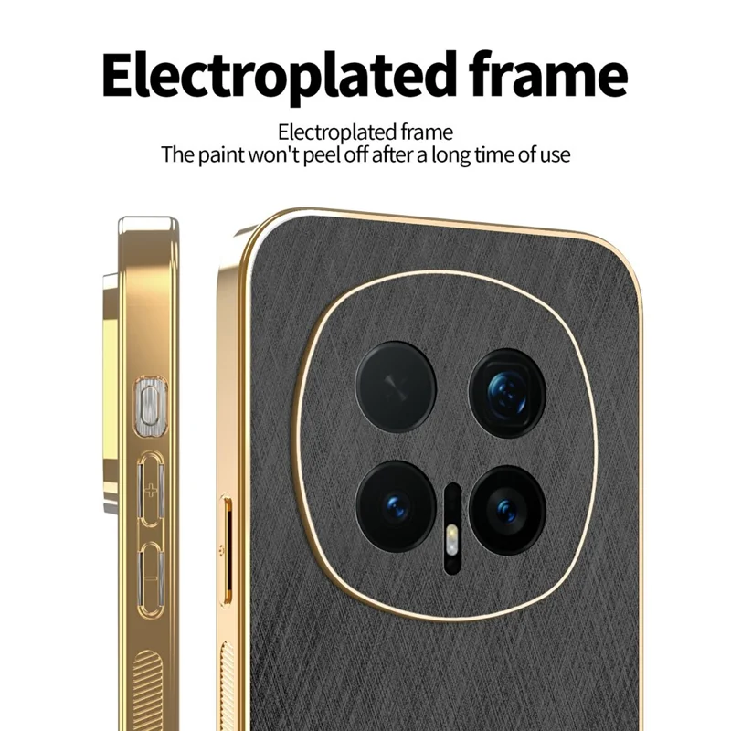 KADEM til Honor Magic8 Pro 5G hylster med elektropladering og silketekstur i PU + TPU bagside - Sort
