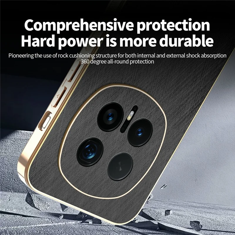 KADEM til Honor Magic8 Pro 5G hylster med elektropladering og silketekstur i PU + TPU bagside - Sort
