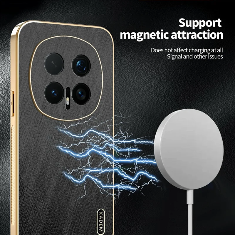 KADEM til Honor Magic8 Pro 5G hylster med elektropladering og silketekstur i PU + TPU bagside - Sort
