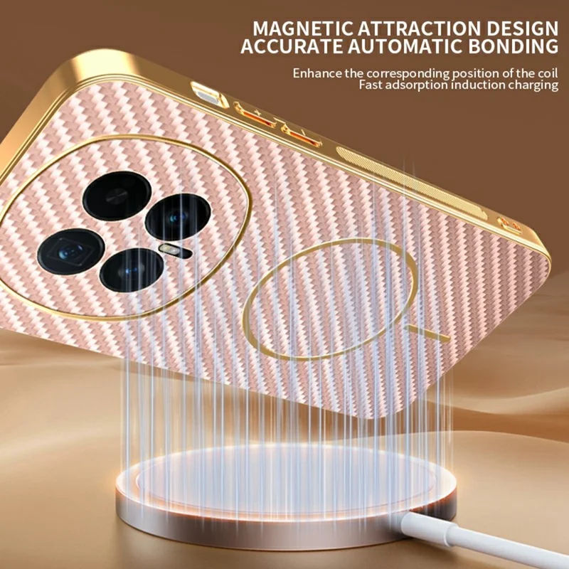 جراب لهونر ماجيك 8 5G جراب خلفي من مادة TPU مطلي بالكربون المقاوم للبصمات - وردي