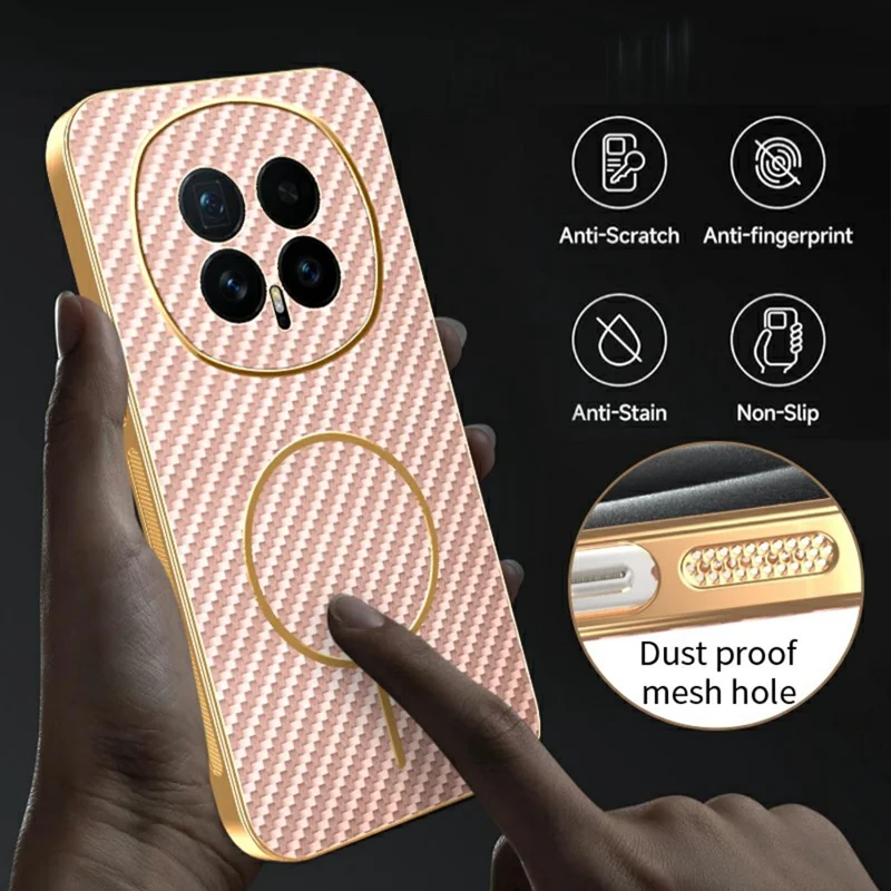 جراب لهونر ماجيك 8 5G جراب خلفي من مادة TPU مطلي بالكربون المقاوم للبصمات - وردي