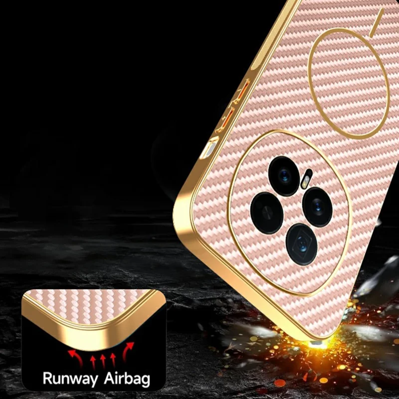 جراب لهونر ماجيك 8 5G جراب خلفي من مادة TPU مطلي بالكربون المقاوم للبصمات - وردي