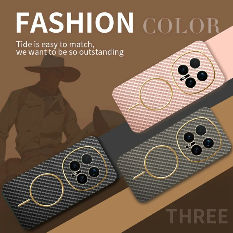 Чехол для Honor Magic8 Pro 5G с текстурой углеродного волокна, электролитический TPU задняя крышка - Розовый