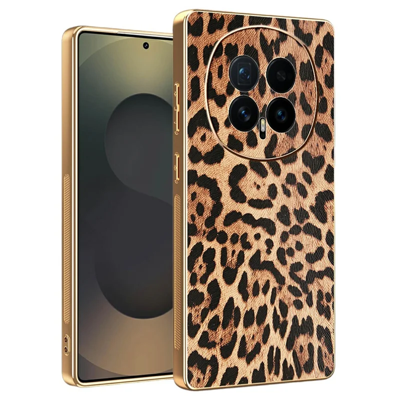 For Honor Magic8 5G Case Leopard Print PU Leather Coated PC + TPU Electroplating Phone Cover