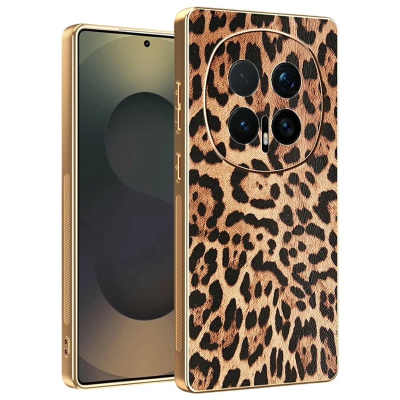 For Honor Magic8 Pro 5G Case Leopard Print PU Leather Coated PC + TPU Electroplating Phone Cover