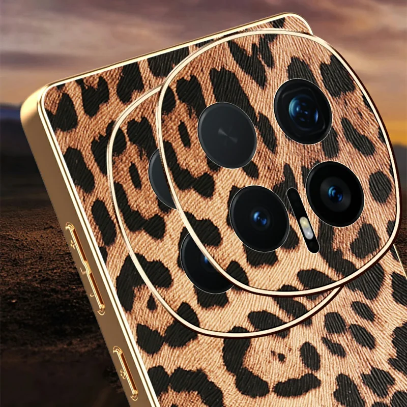 For Honor Magic8 Pro 5G Case Leopard Print PU Leather Coated PC + TPU Electroplating Phone Cover