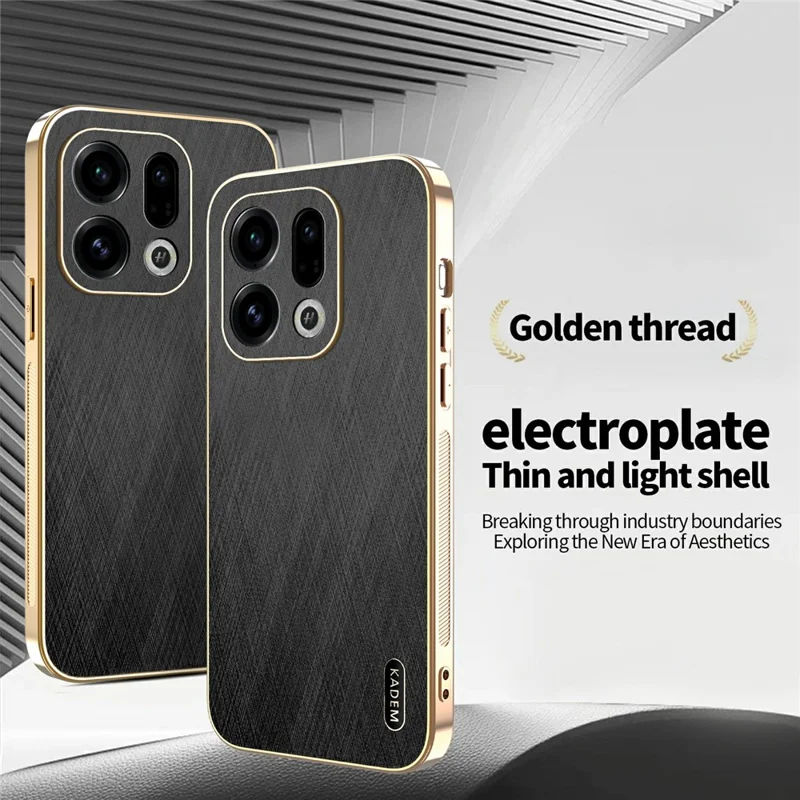 KADEM Per Oppo Find X9 5G Custodia Elettroplaccatura Texture Seta PU + TPU Custodia Posteriore per Telefono - Nero