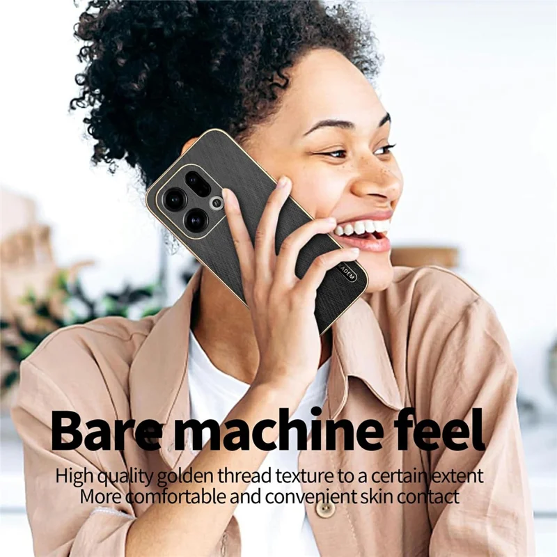 KADEM Per Oppo Find X9 5G Custodia Elettroplaccatura Texture Seta PU + TPU Custodia Posteriore per Telefono - Nero