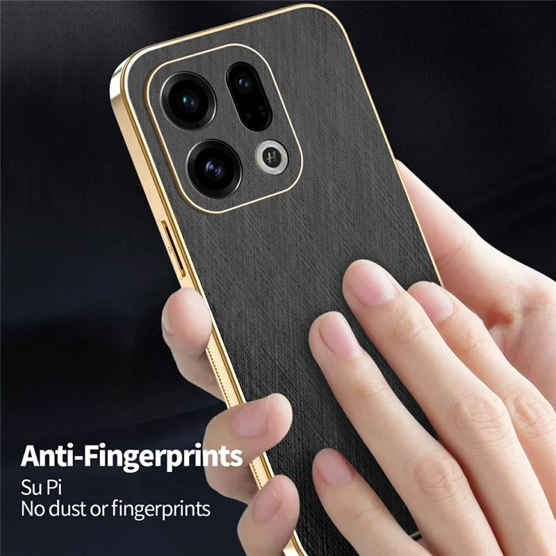 KADEM Per Oppo Find X9 5G Custodia Elettroplaccatura Texture Seta PU + TPU Custodia Posteriore per Telefono - Nero