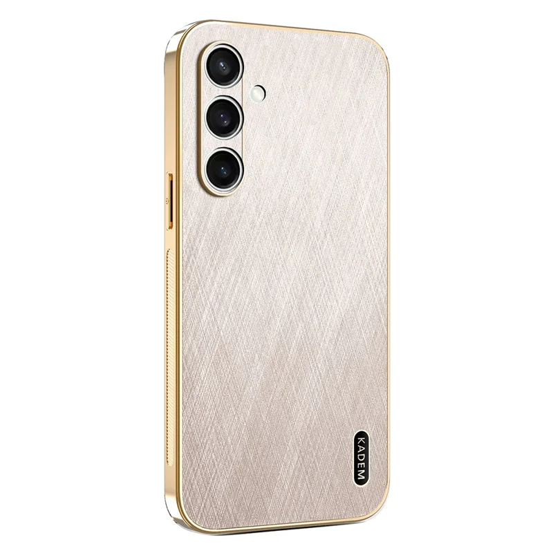 KADEM For Samsung Galaxy S26 Case Electroplating Silk Texture PU + TPU Phone Back Cover - Gold