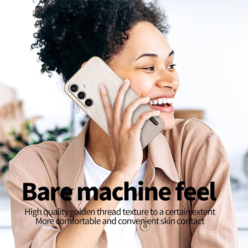 KADEM For Samsung Galaxy S26 Case Electroplating Silk Texture PU + TPU Phone Back Cover - Gold