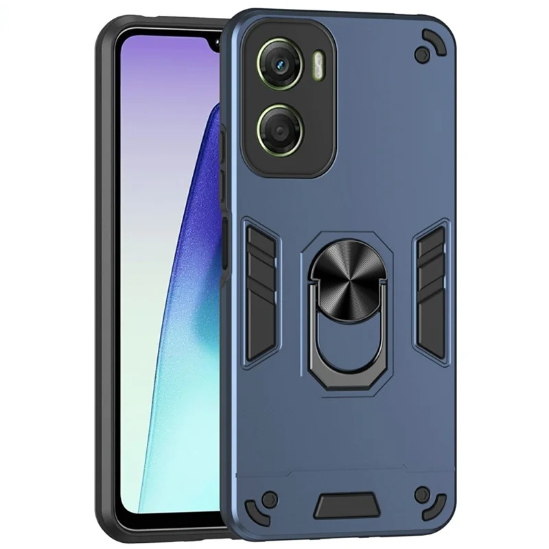 Étui Motorola Moto G06 4G en PC + TPU avec support de bague et support - Bleu