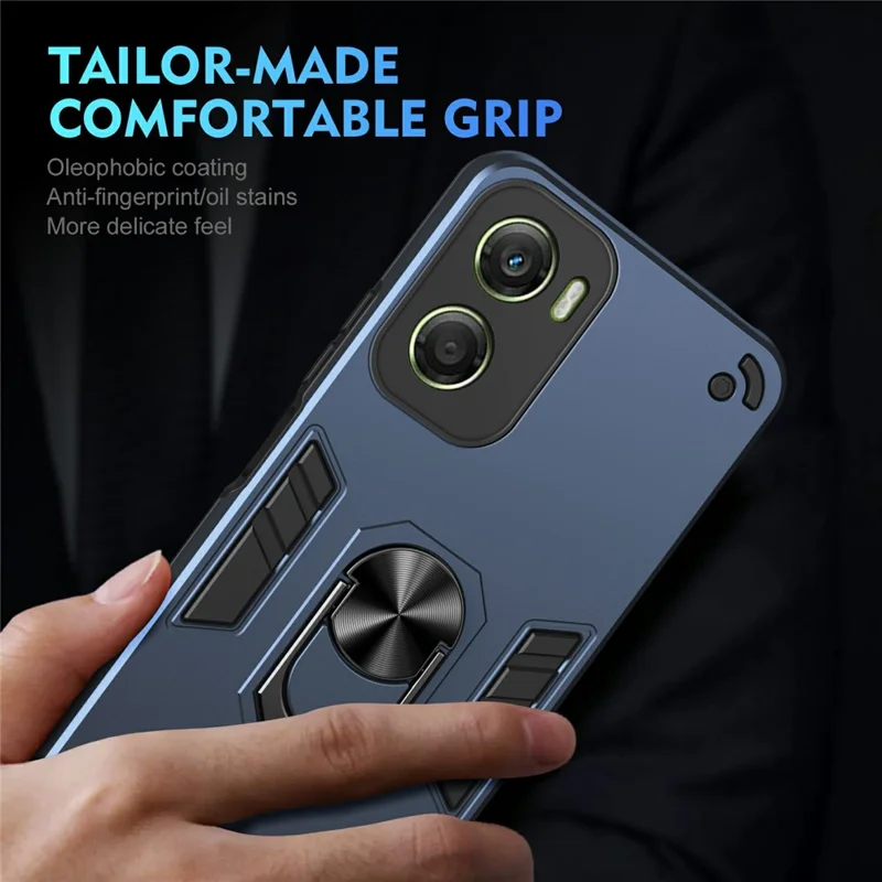 Étui Motorola Moto G06 4G en PC + TPU avec support de bague et support - Bleu