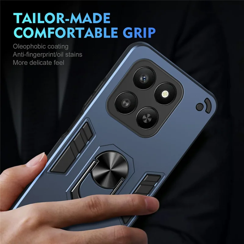 Fodral till Honor 400 Smart 5G / X7d 4G, PC + TPU, släppskydd med ringfotstöd - Blå