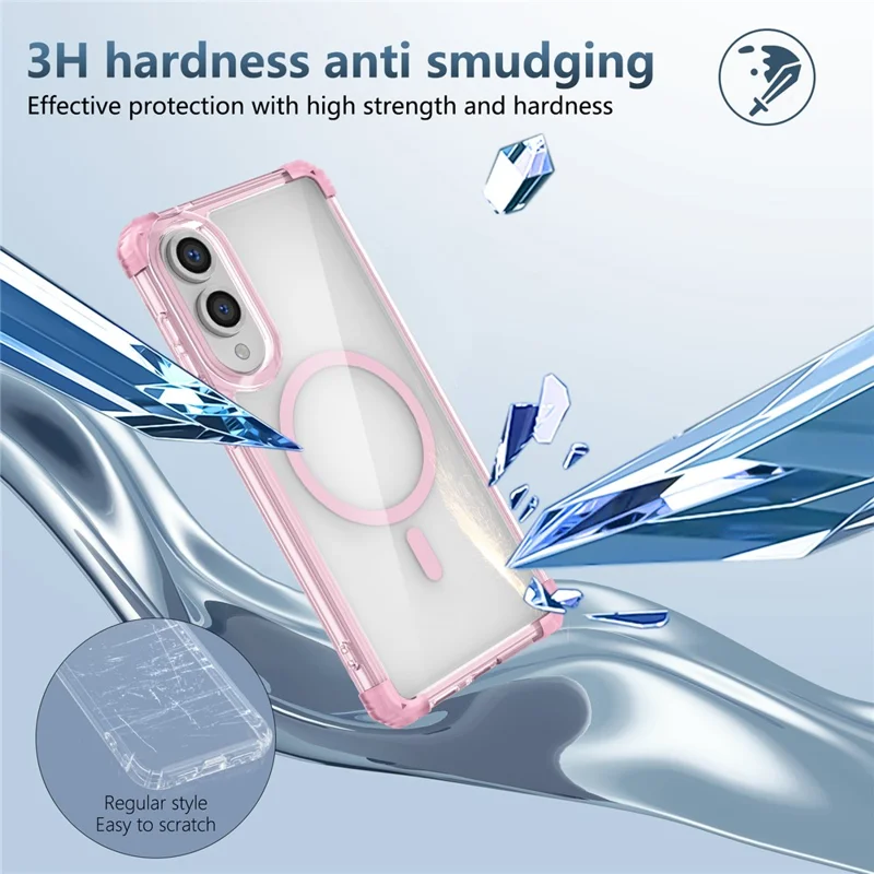 Étui Samsung Galaxy S25 Edge Compatible avec Magsafe TPU + Coque de Téléphone PC Transparente - Rose Transparent