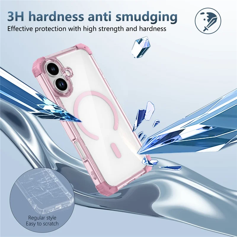 Capa para iPhone 17 Compatível com Magsafe TPU + Capa de Telefone Transparente de PC - Rosa Transparente