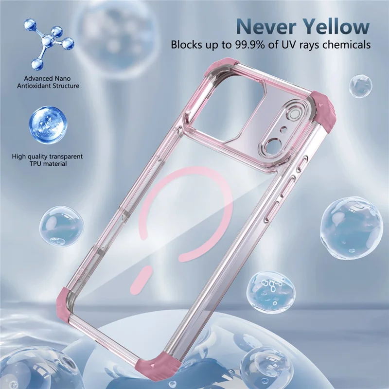 Custodia per iPhone 17 Pro Compatibile con Magsafe TPU + PC Cover Telefono Trasparente - Rosa Trasparente