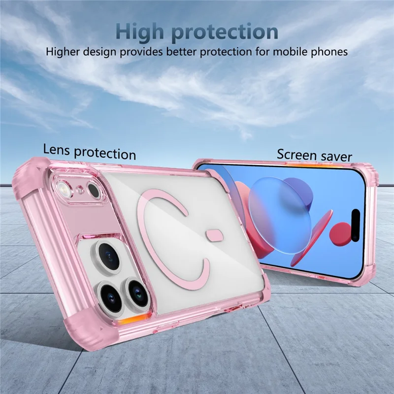 Custodia per iPhone 17 Pro Compatibile con Magsafe TPU + PC Cover Telefono Trasparente - Rosa Trasparente