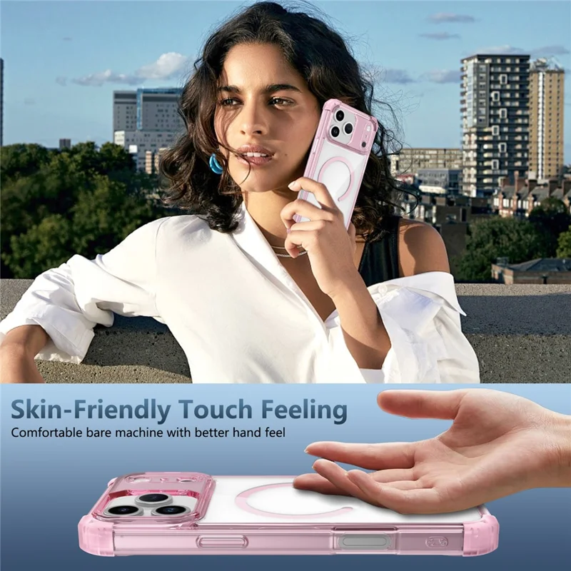 Custodia per iPhone 17 Pro Compatibile con Magsafe TPU + PC Cover Telefono Trasparente - Rosa Trasparente