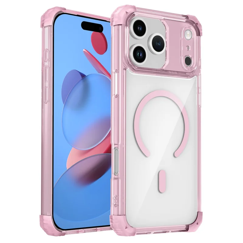 Custodia iPhone 17 Pro Max Compatibile con Magsafe TPU + PC Trasparente - Rosa Trasparente