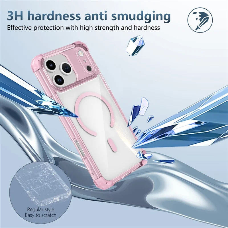 Custodia iPhone 17 Pro Max Compatibile con Magsafe TPU + PC Trasparente - Rosa Trasparente