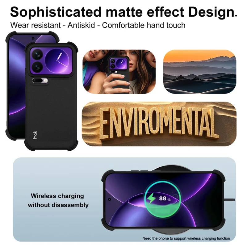 IMAK For Xiaomi 17 Pro Case TPU Phone Cover Airbag Shockproof Protection - Matte Black