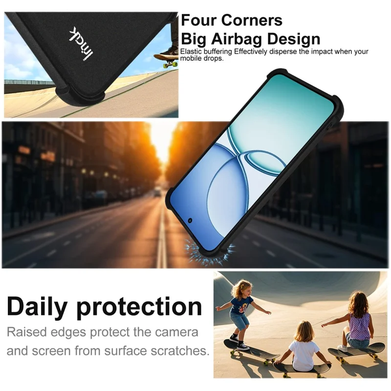 IMAK Obudowa na Xiaomi 15T, pokrowiec TPU, ochrona przeciwudarowa z systemem airbag - Matowa Czerni