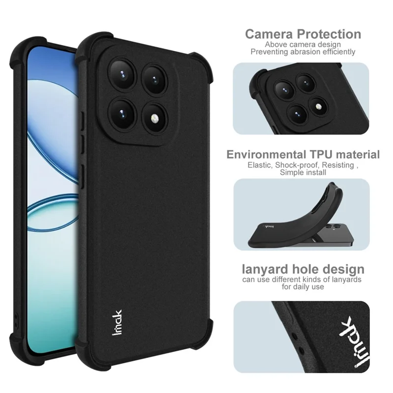 IMAK Obudowa na Xiaomi 15T, pokrowiec TPU, ochrona przeciwudarowa z systemem airbag - Matowa Czerni