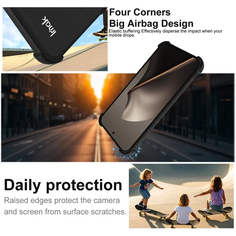 IMAK Para Xiaomi 15T Pro Capa TPU Capa de Telefone Airbag Proteção à Prova de Choque - Preto Fosco