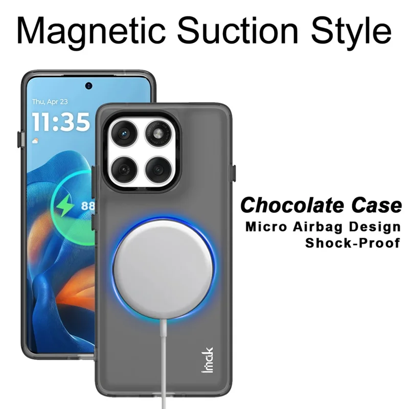 IMAK für Motorola Edge 60 Pro 5G Hülle kompatibel mit MagSafe PC + TPU Schutzhülle für das Handy - Schwarz