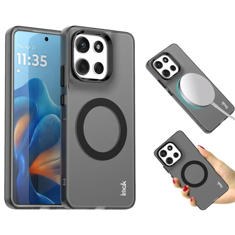 IMAK For Motorola Moto G86 5G Magnetic Case PC + TPU Protective Phone Back Cover - Black