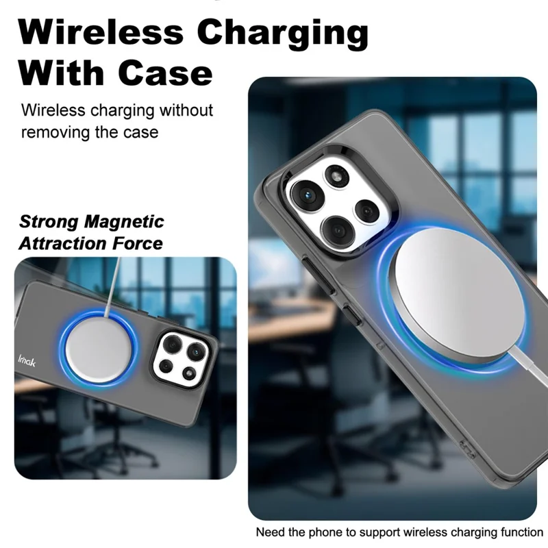 IMAK For Motorola Moto G86 5G Magnetic Case PC + TPU Protective Phone Back Cover - Black